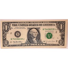 UNITED STATES OF AMERICA 1995 . ONE 1 DOLLAR BANKNOTE . ERROR . WET INK TRANSFER